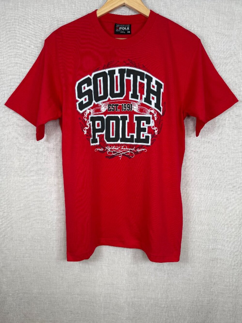 Vtg Y2K Southpole Men's Red T-shirt Puff Print Logo Streetwear Skater Size M NWT